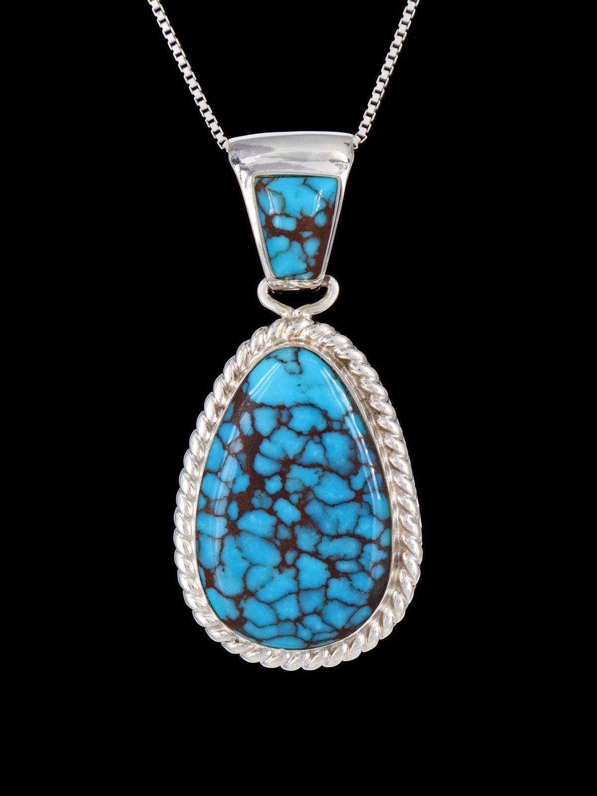 Native American Jewelry Sterling Silver Turquoise Pendant - PuebloDirect.com