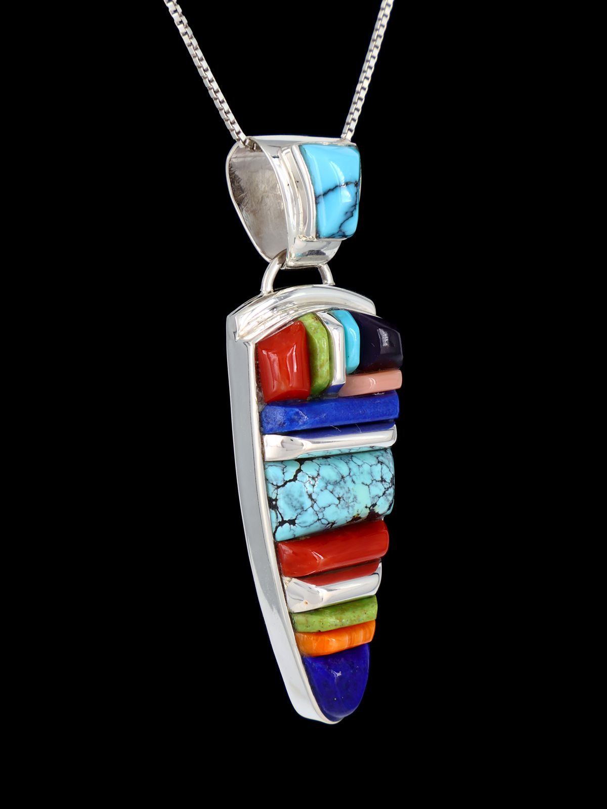 Native American Multistone Cobblestone Inlay Pendant - PuebloDirect.com