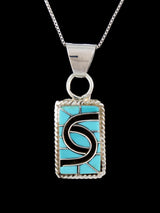 Turquoise Sterling Silver Zuni Inlay Pendant - PuebloDirect.com