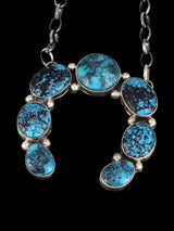 Native American Sterling Silver Turquoise Naja Necklace - PuebloDirect.com