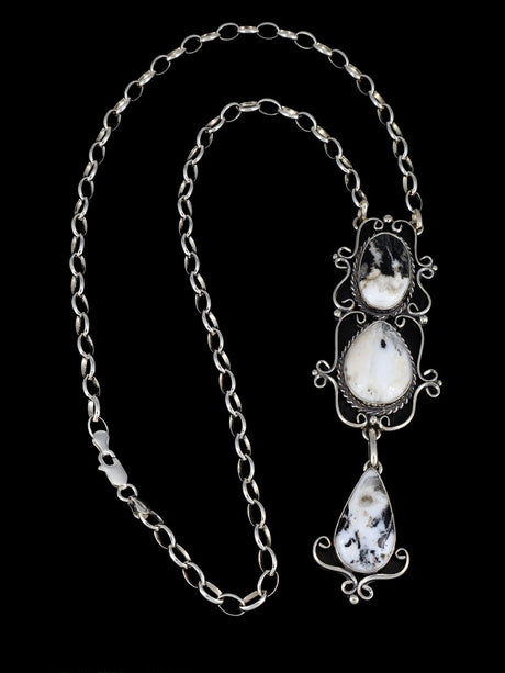 Native American White Buffalo Sterling Silver Lariat Necklace - PuebloDirect.com
