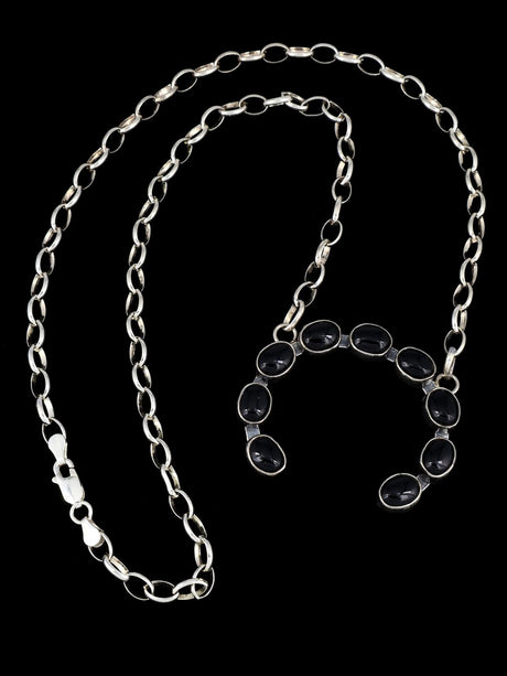 Navajo Onyx Naja Link Chain Necklace - PuebloDirect.com