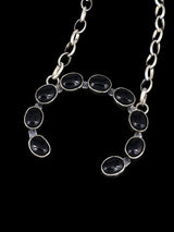 Navajo Onyx Naja Link Chain Necklace - PuebloDirect.com