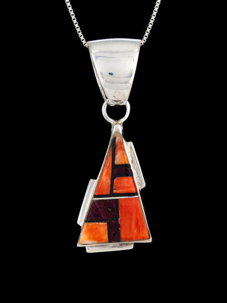 Navajo Spiny Oyster Inlay Pendant - PuebloDirect.com