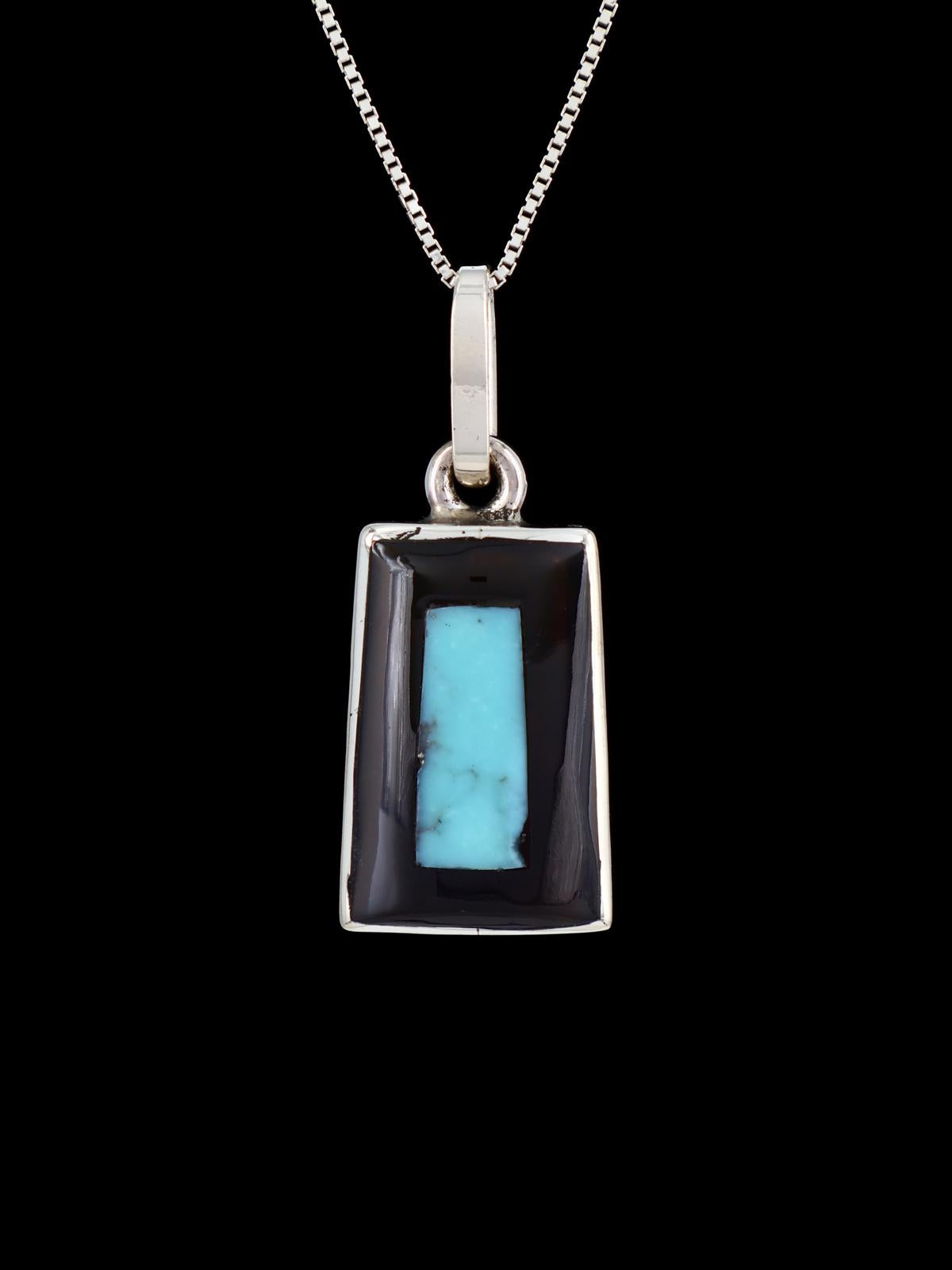 Native American Jewelry Penn Shell and Turquoise Inlay Pendant - PuebloDirect.com
