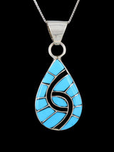 Turquoise Sterling Silver Zuni Inlay Pendant - PuebloDirect.com