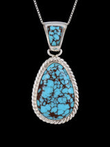 Native American Jewelry Sterling Silver Turquoise Pendant - PuebloDirect.com