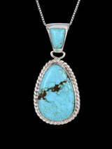 Native American Jewelry Sterling Silver Number 8 Turquoise Pendant - PuebloDirect.com