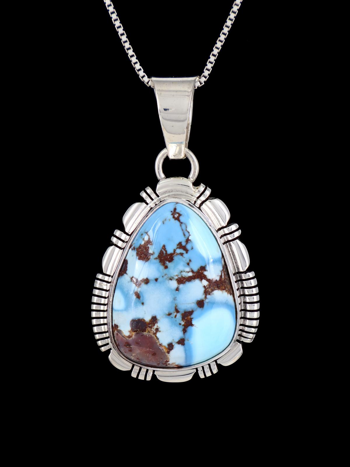 Golden Hill Turquoise Navajo Sterling Silver Pendant - PuebloDirect.com