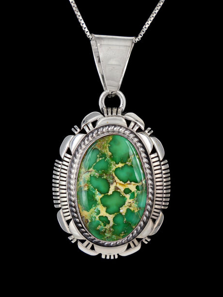 Native American Sonoran Gold Turquoise Sterling Silver Pendant - PuebloDirect.com