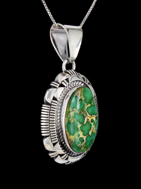 Native American Sonoran Gold Turquoise Sterling Silver Pendant - PuebloDirect.com