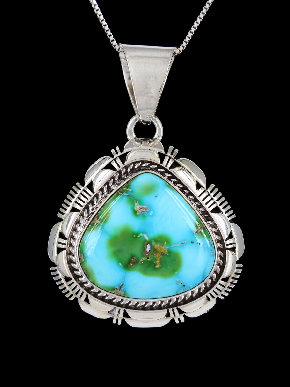 Native American Sonoran Gold Turquoise Sterling Silver Pendant - PuebloDirect.com