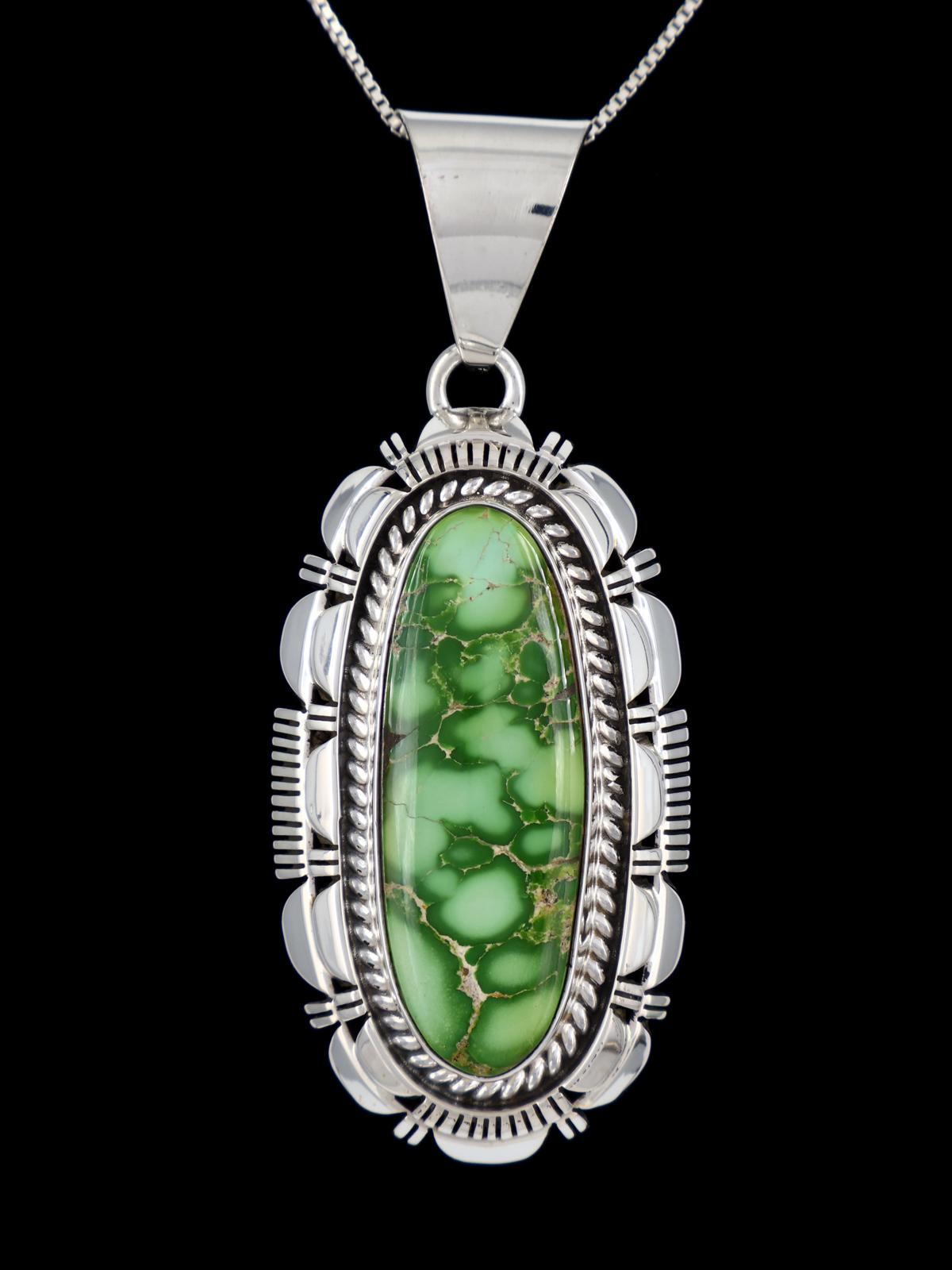 Native American Sonoran Gold Turquoise Sterling Silver Pendant - PuebloDirect.com