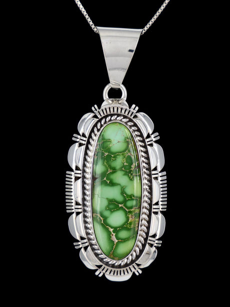 Native American Sonoran Gold Turquoise Sterling Silver Pendant - PuebloDirect.com