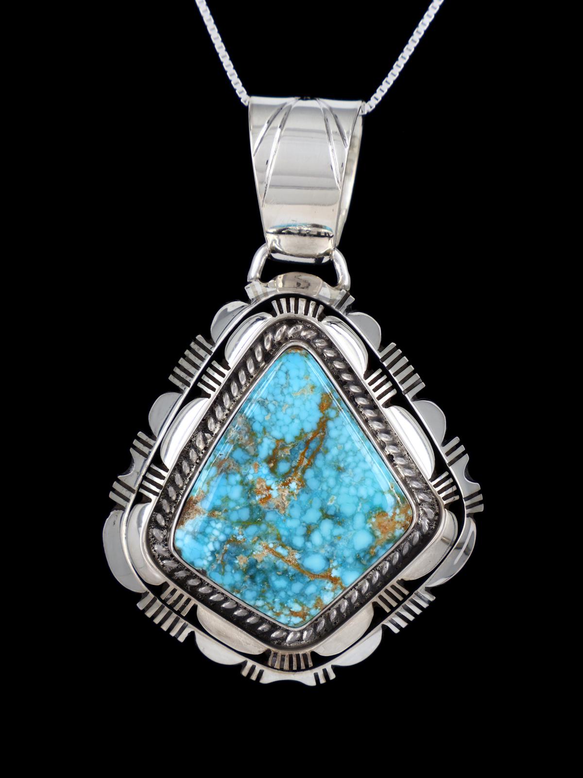 Native American #8 Turquoise Sterling Silver Pendant - PuebloDirect.com