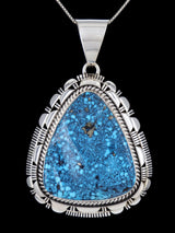 Native American Sterling Silver Kingman Turquoise Pendant - PuebloDirect.com