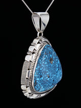 Native American Sterling Silver Kingman Turquoise Pendant - PuebloDirect.com