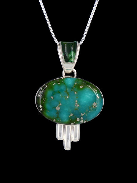 Native American Sterling Silver Turquoise Pendant - PuebloDirect.com