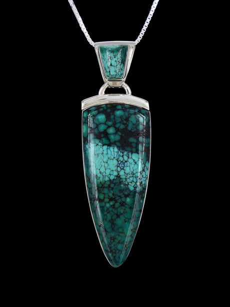 Native American Sterling Silver Cloud Mountain Turquoise Pendant - PuebloDirect.com