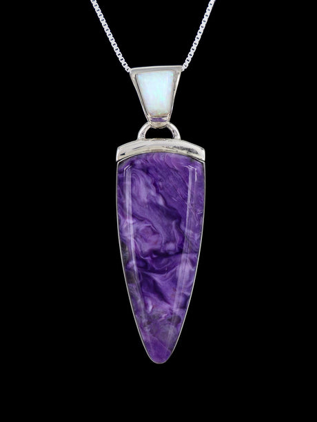 Native American Sterling Silver Charoite Pendant - PuebloDirect.com