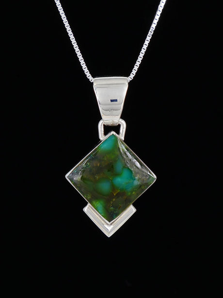 Native American Sterling Silver Sonoran Mountain Turquoise Pendant - PuebloDirect.com
