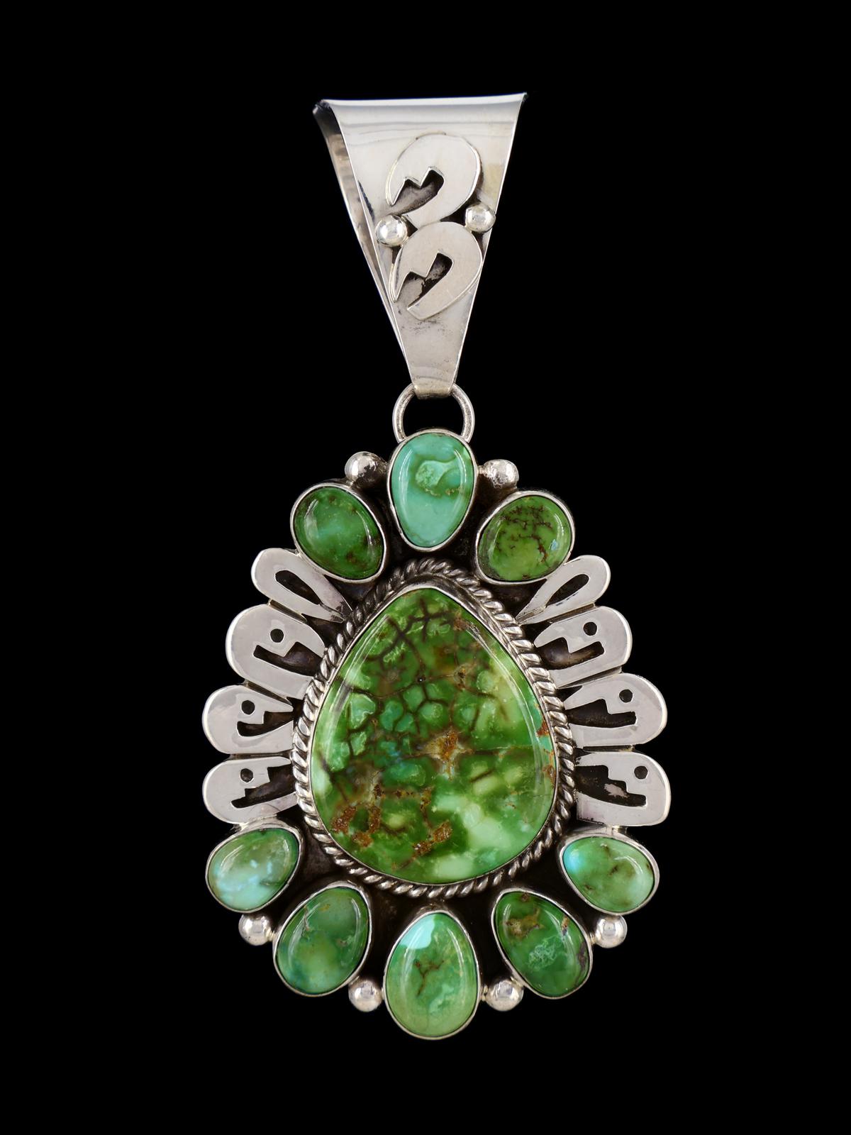 Native American Sonoran Gold Turquoise Sterling Silver Pendant