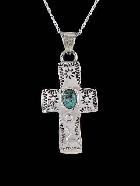 Native American Jewelry Turquoise Cross Pendant - PuebloDirect.com
