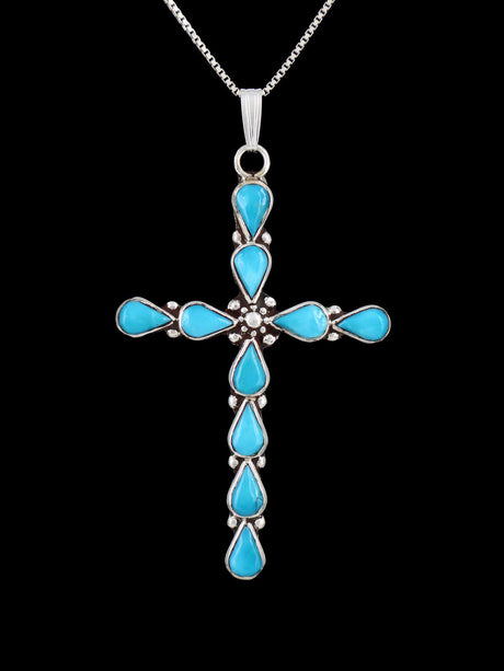 Sterling Silver Zuni Cross Necklace Pendant - PuebloDirect.com