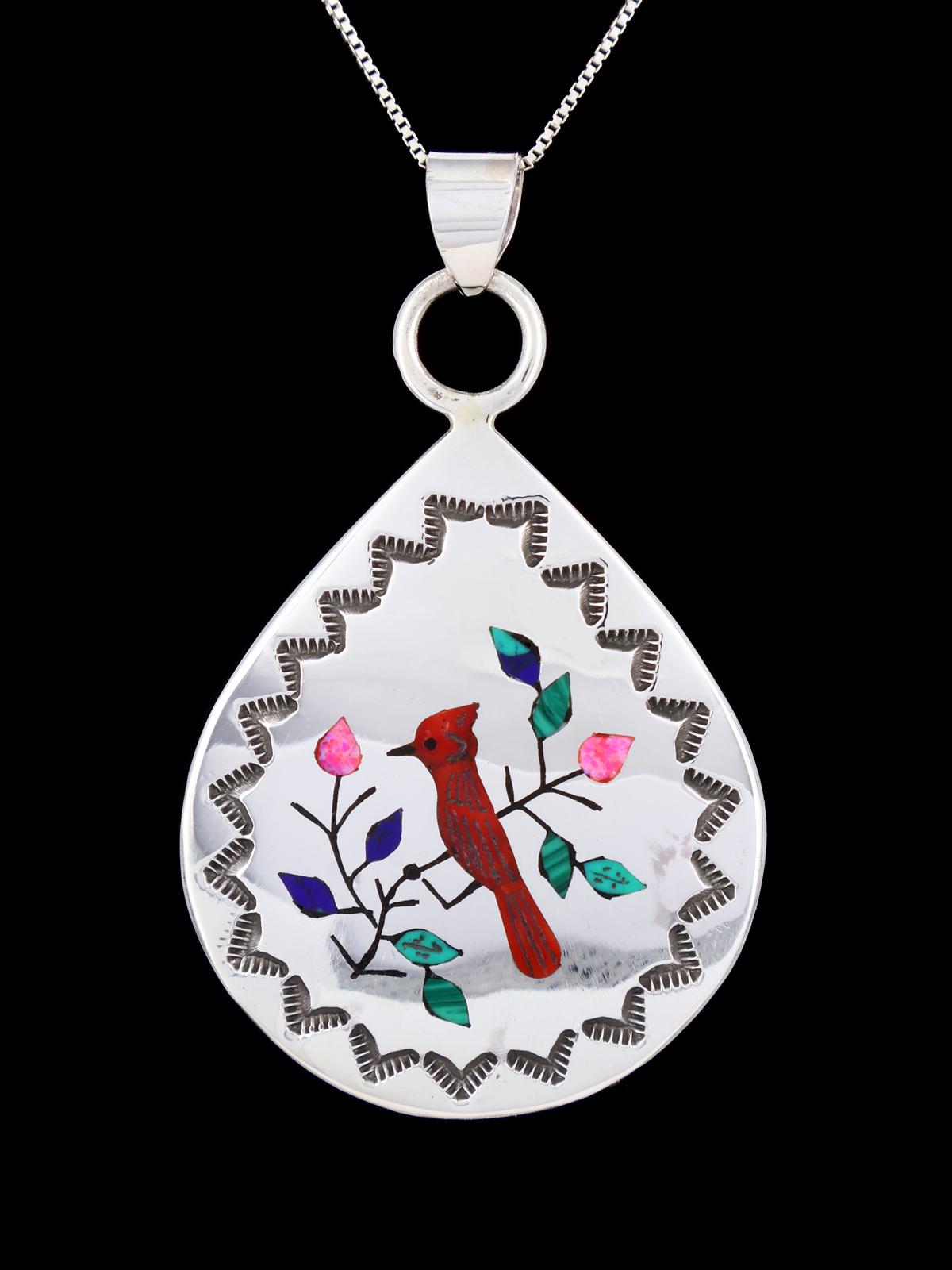 Native American Jewelry Inlay Cardinal Pendant
