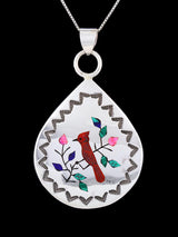 Native American Jewelry Inlay Cardinal Pendant