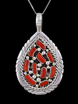 Navajo Sterling Silver Coral Pendant
