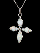 Sterling Silver Zuni Inlay Opalite Cross Pendant