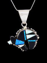 Navajo Onyx and Opal Inlay Bear Pendant