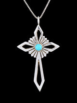 Native American Turquoise Cross Sterling Silver Pendant
