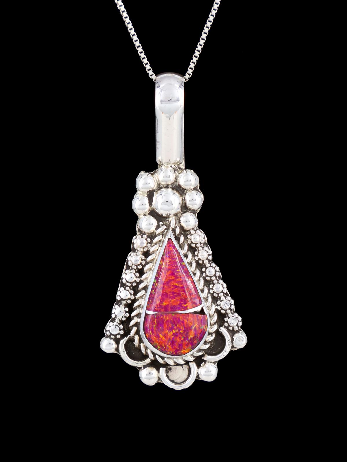 Native American Pink Opalite Sterling Silver Pendant