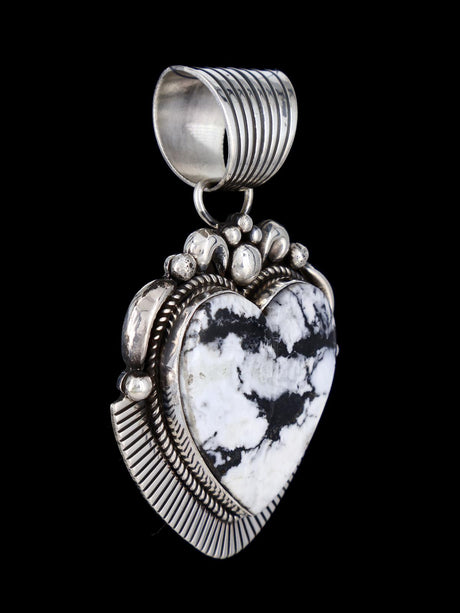 Native American Cold Chisel White Buffalo Heart Pendant