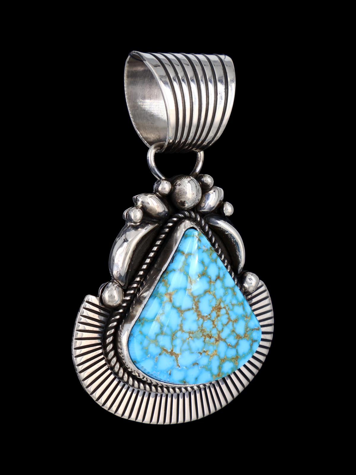 Native American Cold Chisel Kingman Turquoise Sterling Silver Pendant