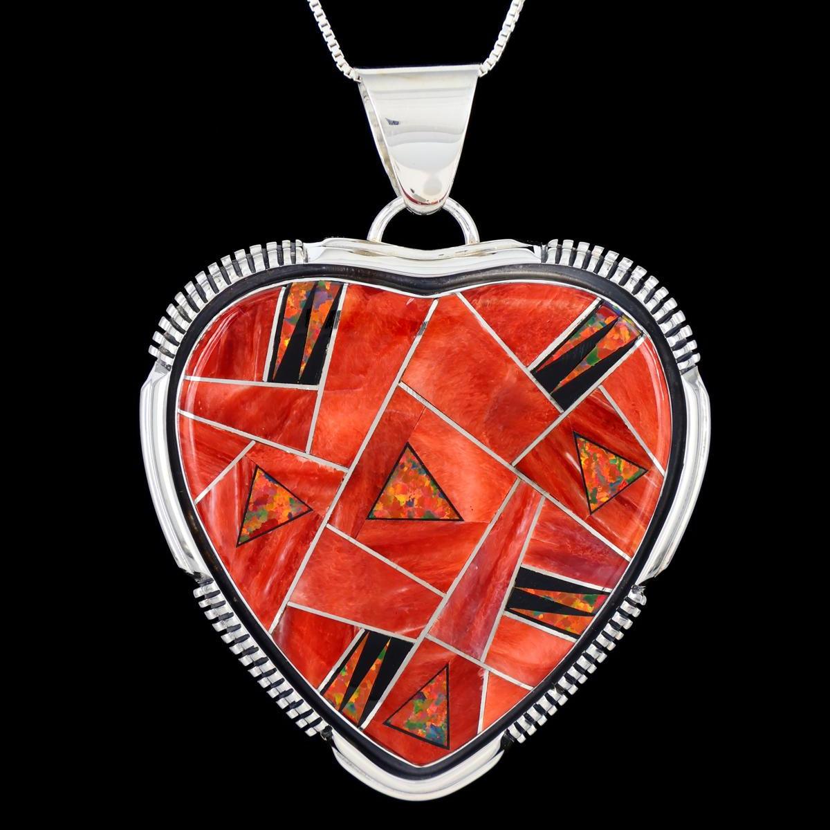 Native American Spiny Oyster Heart Inlay Pendant – PuebloDirect.com