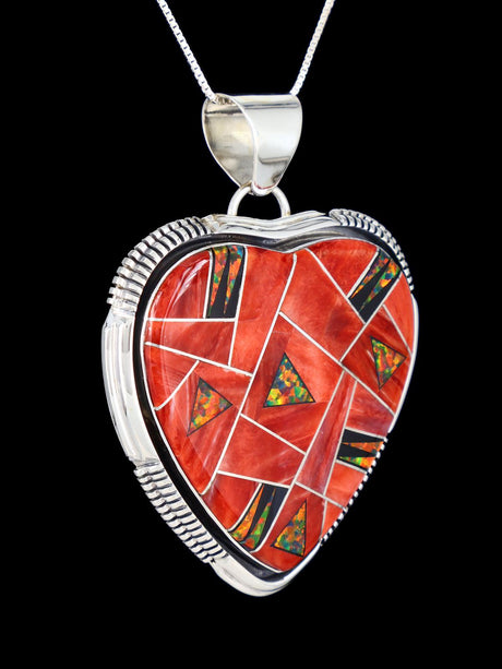 Native American Spiny Oyster Heart Inlay Pendant