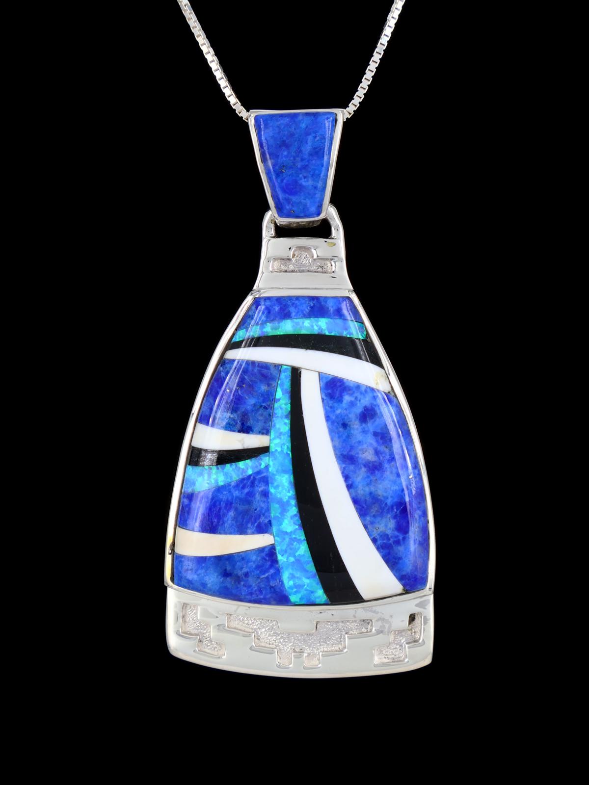 Native American Lapis and Opalite Inlay Pendant