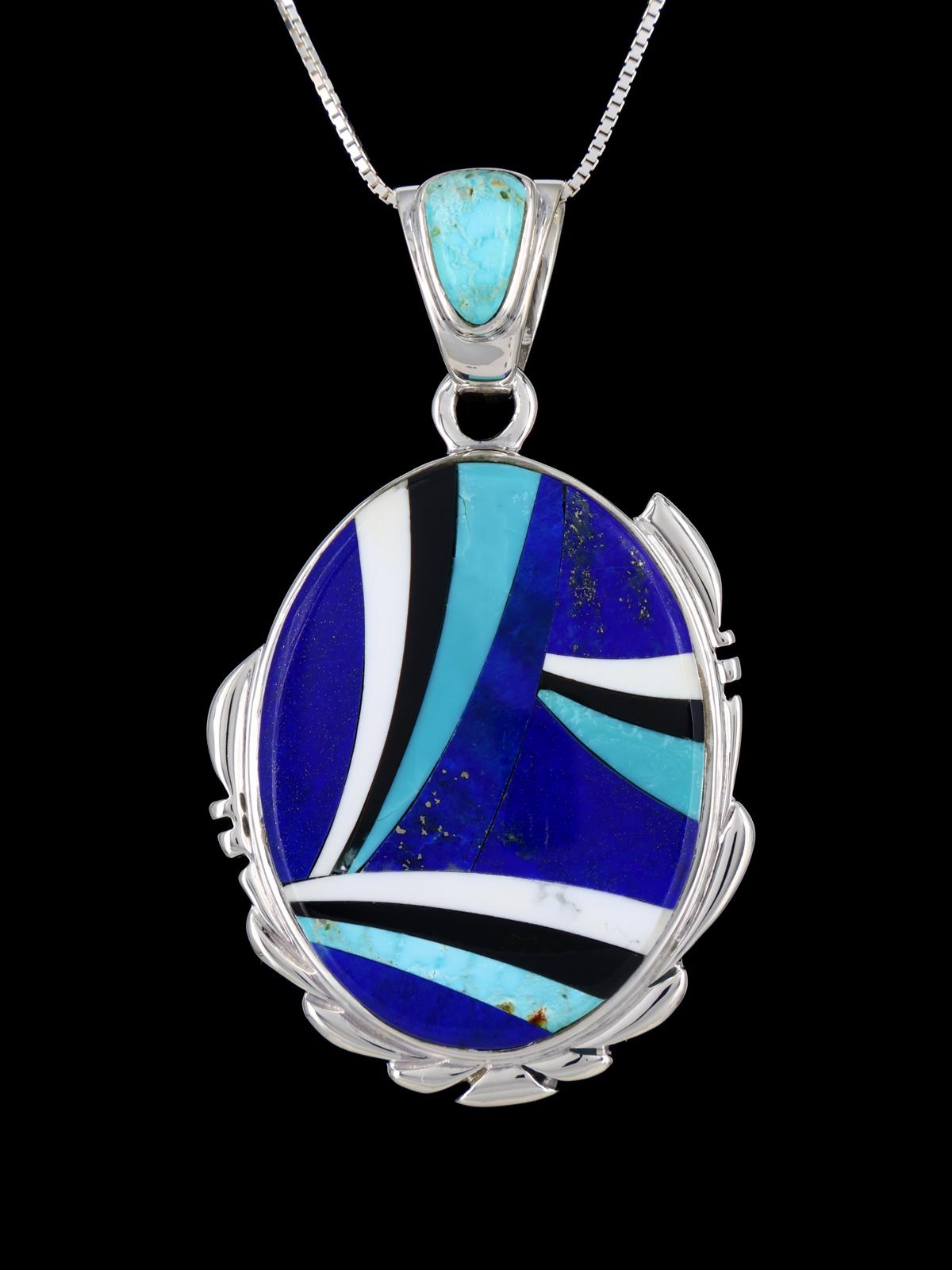 Native American Lapis Inlay Pendant