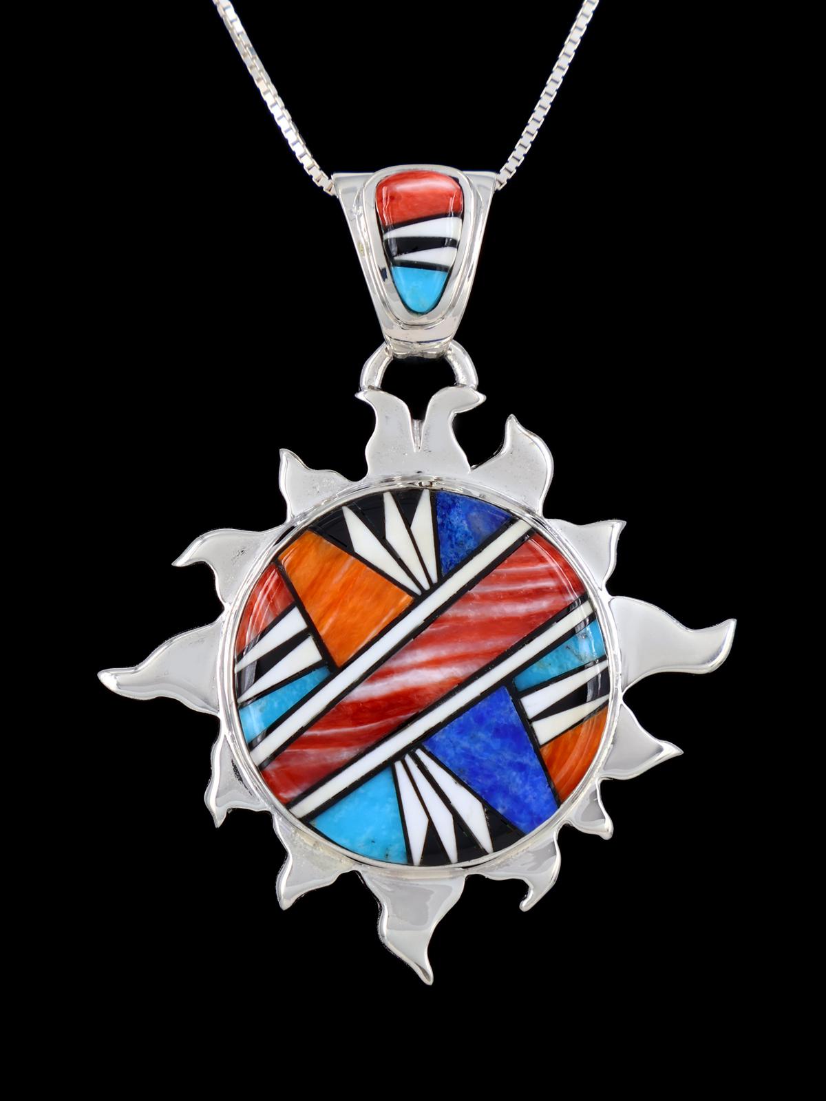 Native American Multistone Inlay Sun Pendant