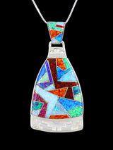Native American Sterling Silver Mosaic Opalite Inlay Pendant