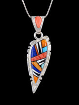 Native American Turquoise and Spiny Oyster Inlay Pendant