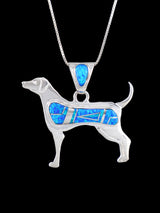 Native American Opalite Dog Inlay Pendant