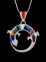 Native American Multistone Inlay Lizard Pendant)
