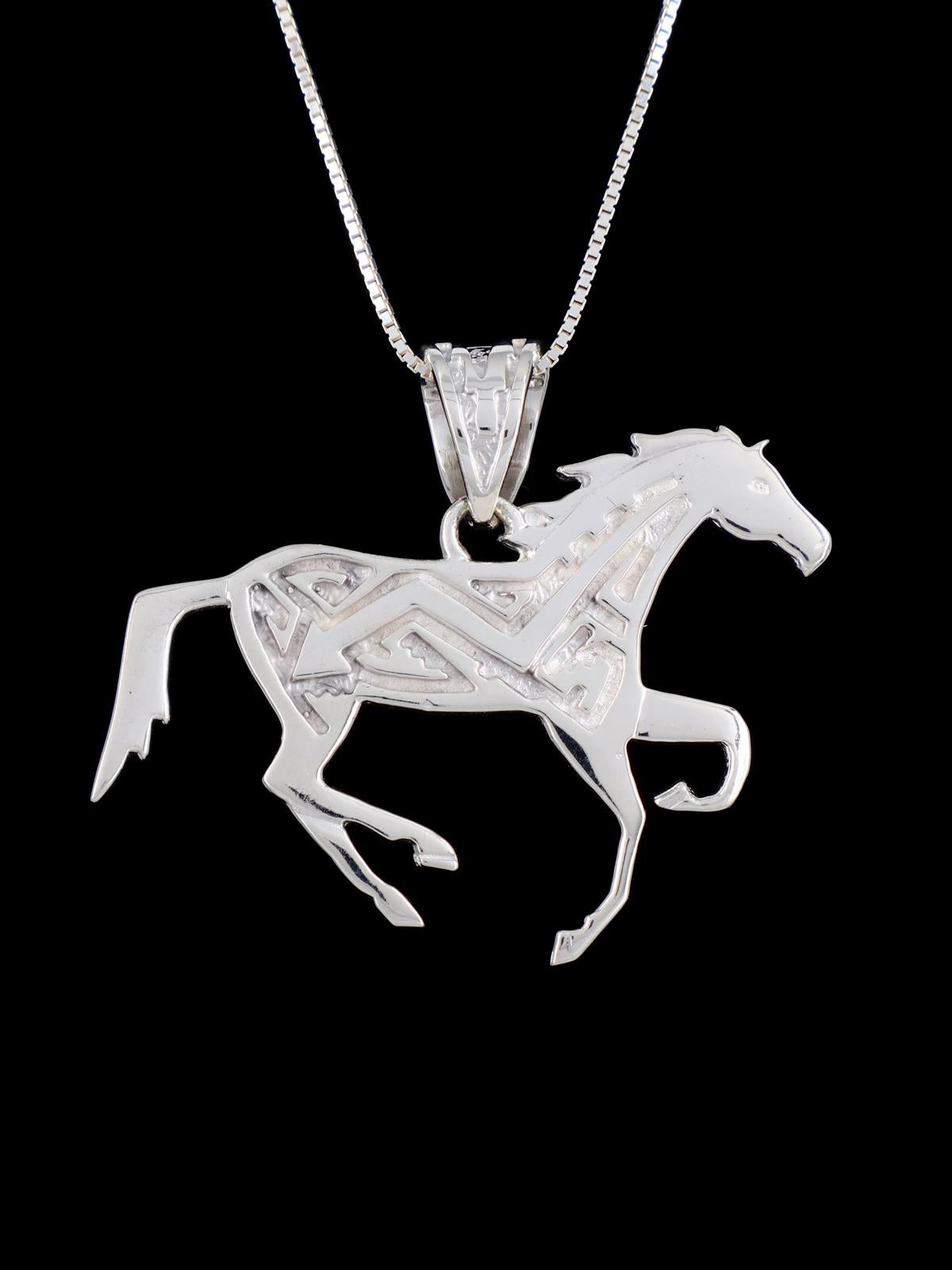 Navajo Reversible Spiny Oyster and Turquoise Inlay Horse Pendant