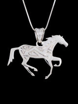 Navajo Reversible Spiny Oyster and Turquoise Inlay Horse Pendant