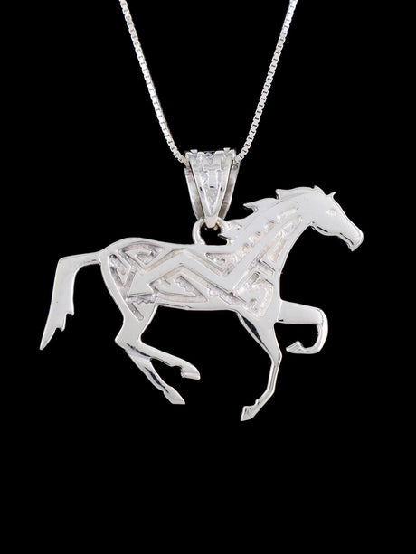 Navajo Reversible Spiny Oyster and Turquoise Inlay Horse Pendant