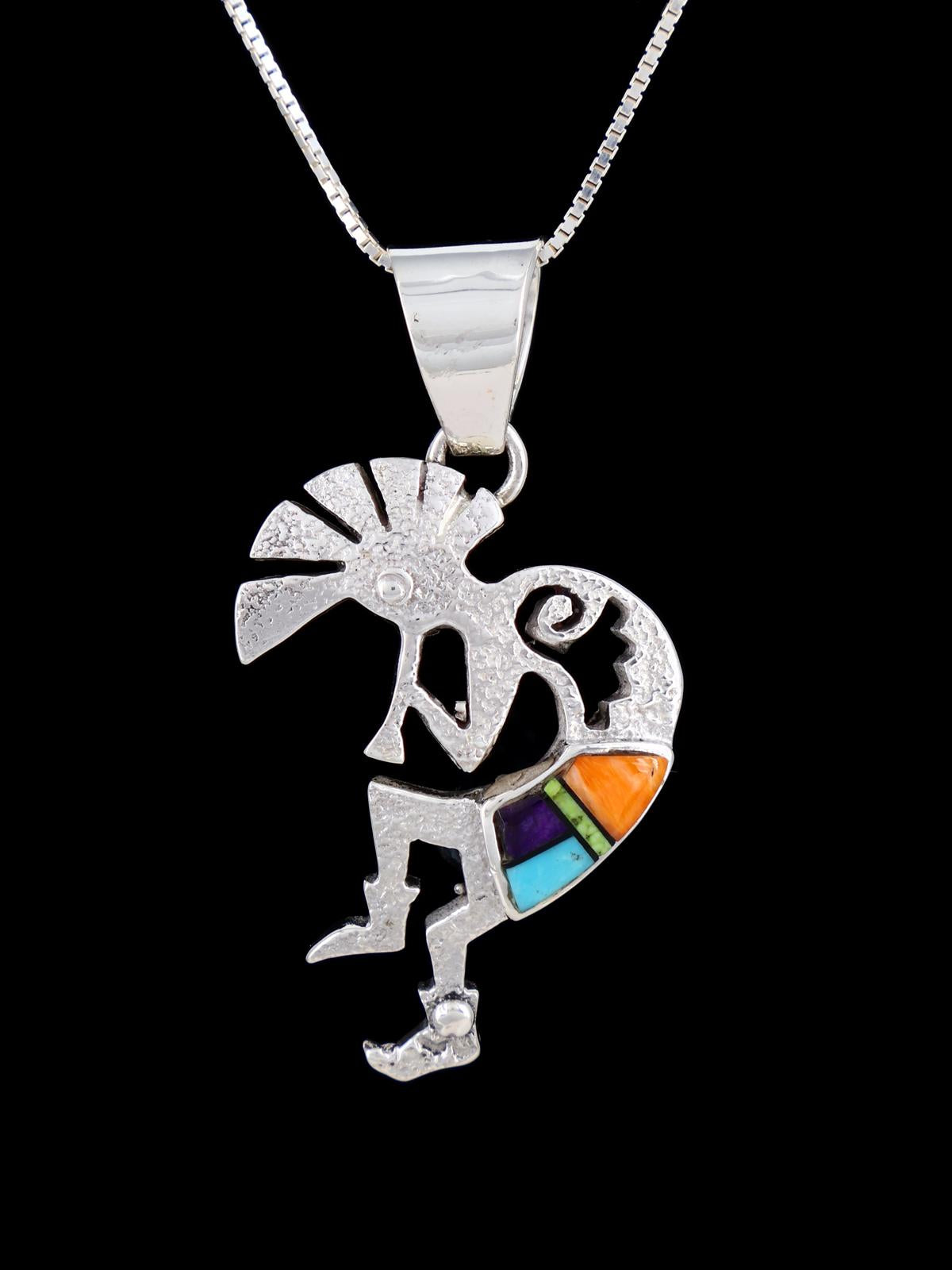 Native American Inlay Spiny Oyster and Turquoise Kokopelli Pendant